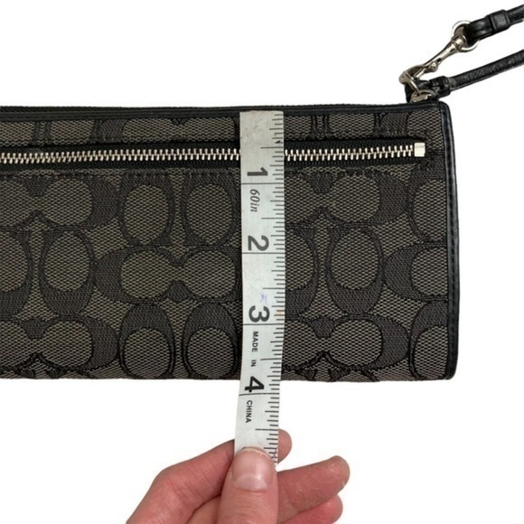 Coach gray black c wristlet bag